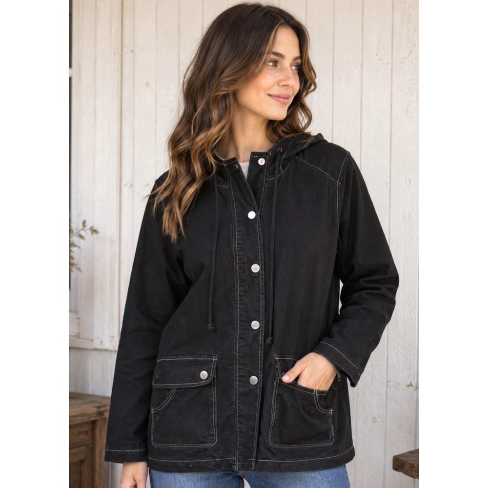 ModCloth Womens Anorak Utility Jacket Size M Hood Chore Trench Outdoor Hiking